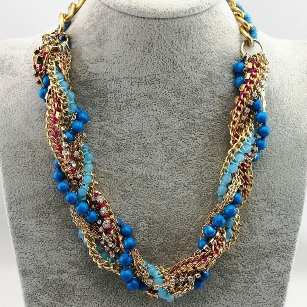 T&J Designs Pretty Blue Beaded Crystal Necklace